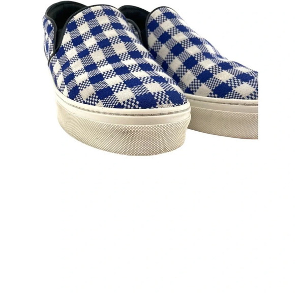 Celine Paris Womens Size EU 40 Slip On Blue Plaid Print Canvas Sneakers Shoes - Picture 6 of 16